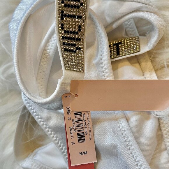 Victoria's Secret Longline Strappy Bikini Top & Rhinestone Shine Bottoms 32C | M - Picture 6 of 8